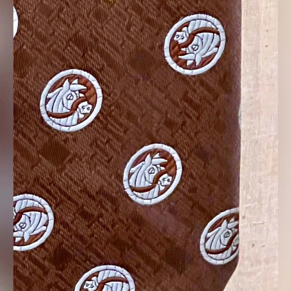 Vintage John Blair‎ brown horse tie equestrian western ranch country club 70s